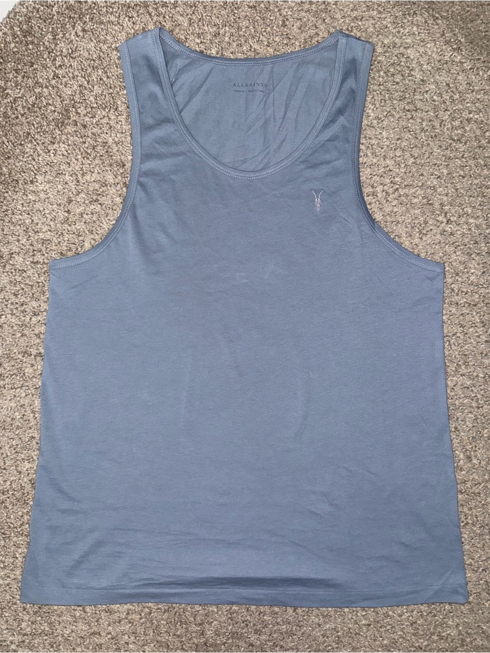 All Saints Men’s Ramskull Blue Sleeveless Tank Top